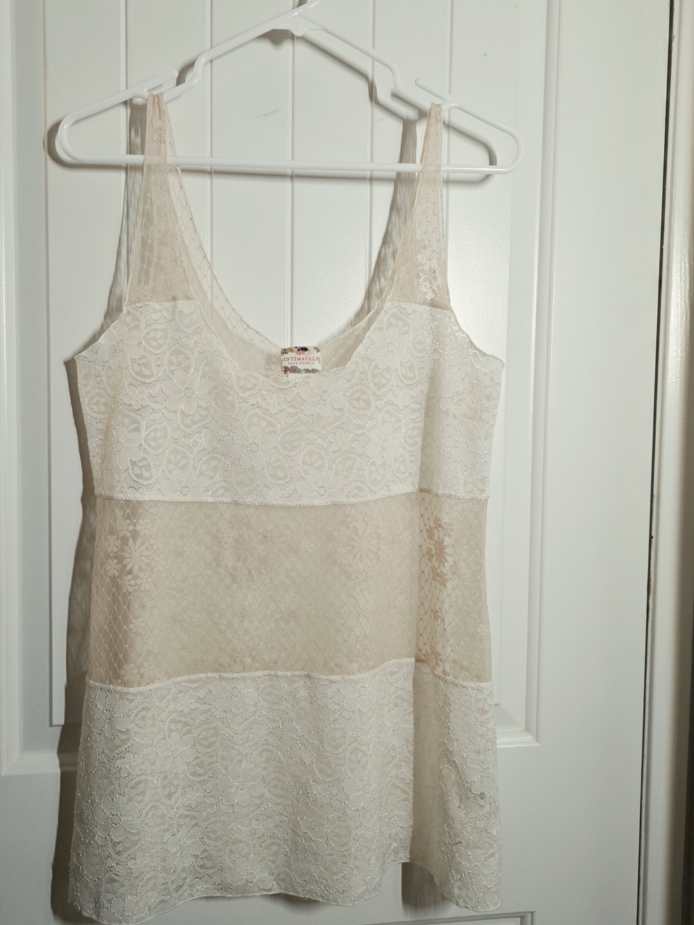 Free People Cream Lace Layered Camisole